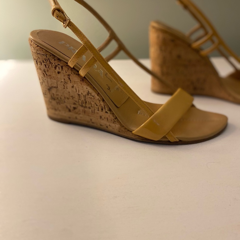 Prada sandals. Nude patent leather.